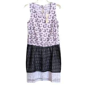 Esley Dress Black White Floral Lace Sleeveless Mix Media Size Small